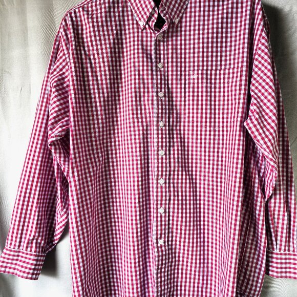 Dockers Men's Long Sleeve Button Down Red White Blue Check Shirt 2XLT NWOT TALL - Picture 2 of 10